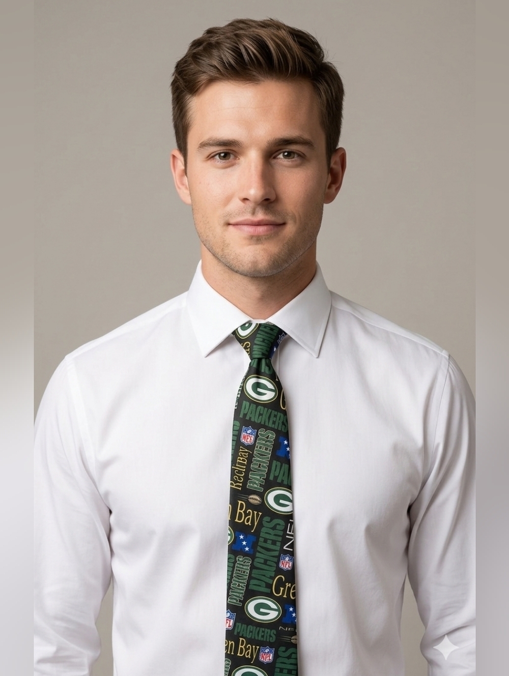 Green Bay Packer Silk Tie - Logos On Black Background Vintage Pro Shop 1996
